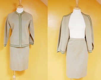 Sage Green Wool Cardigan and Pencil Skirt Set
