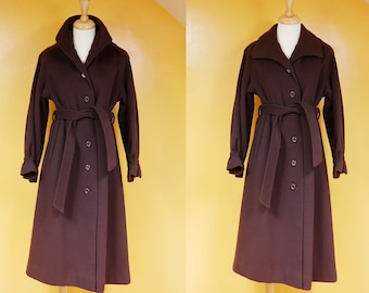 Chocolate Brown Wool Belted Trench Coat