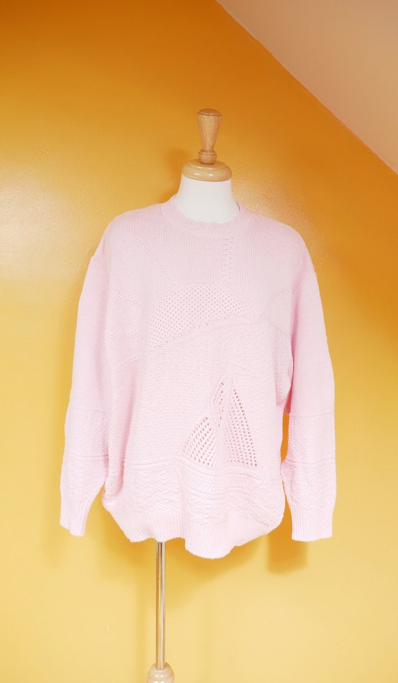 Pastel Pink Sailboat Sweater - image 1