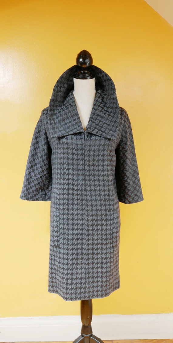 1960s Anne Klein Bell Sleeve Houndstooth Shimmer … - image 3