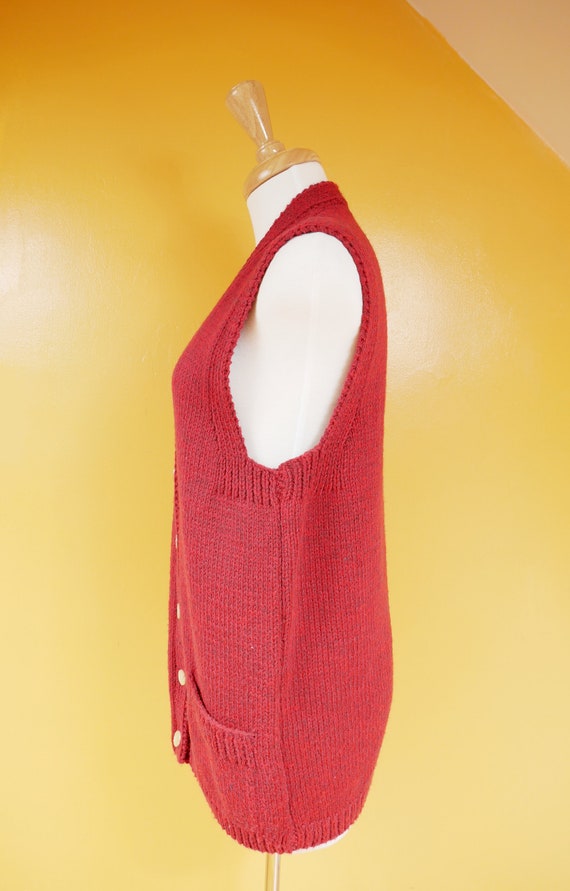 Red Hand Knit Sweater Vest - image 4