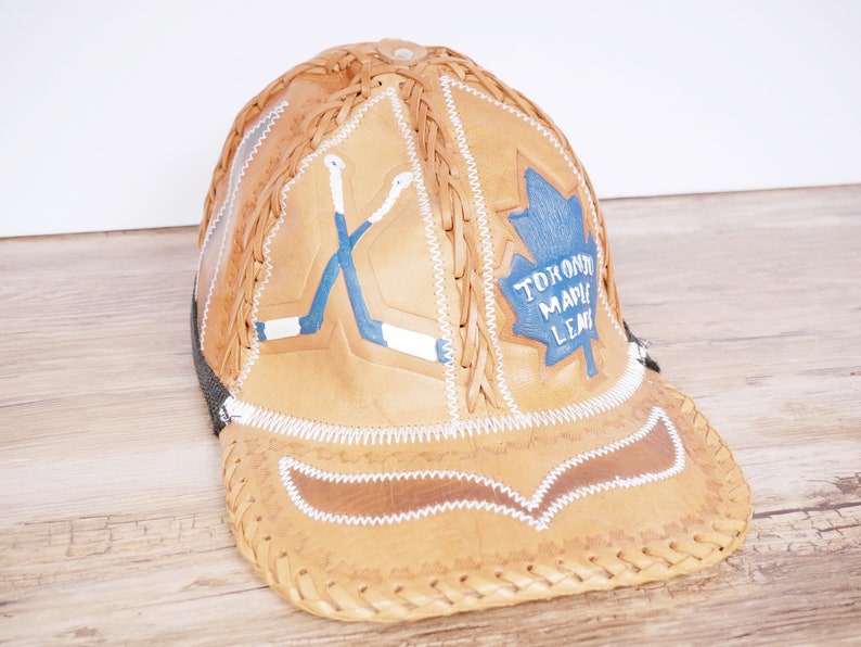 Handmade Toronto Maple Leafs Leather Baseball Hat image 1