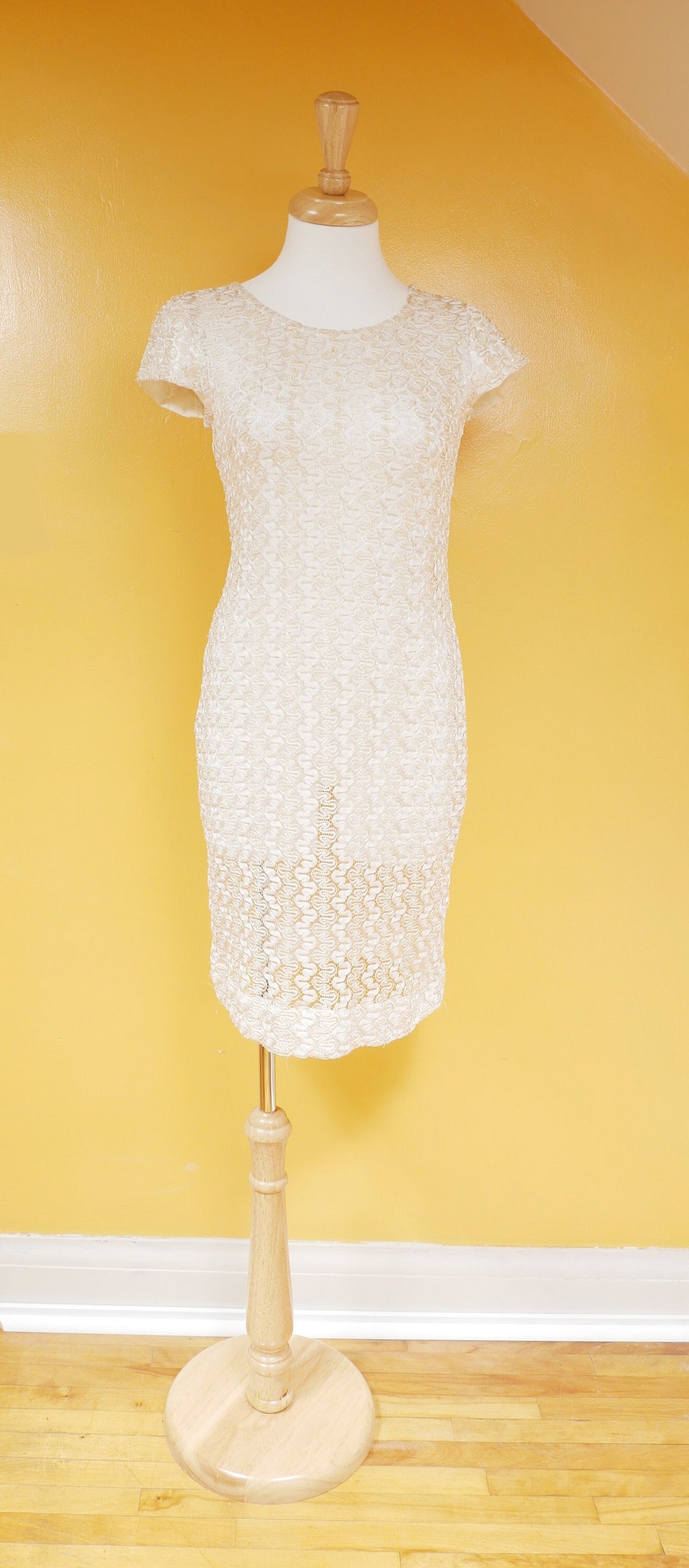 Sheer Gold Lace Bodycon Dress - Etsy Sheer Gold Lace Bodycon Dress - Etsy