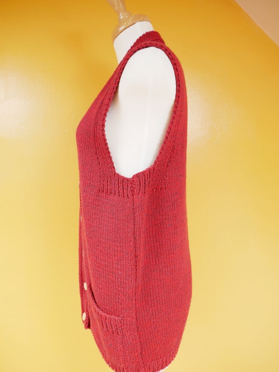 Red Hand Knit Sweater Vest - image 5