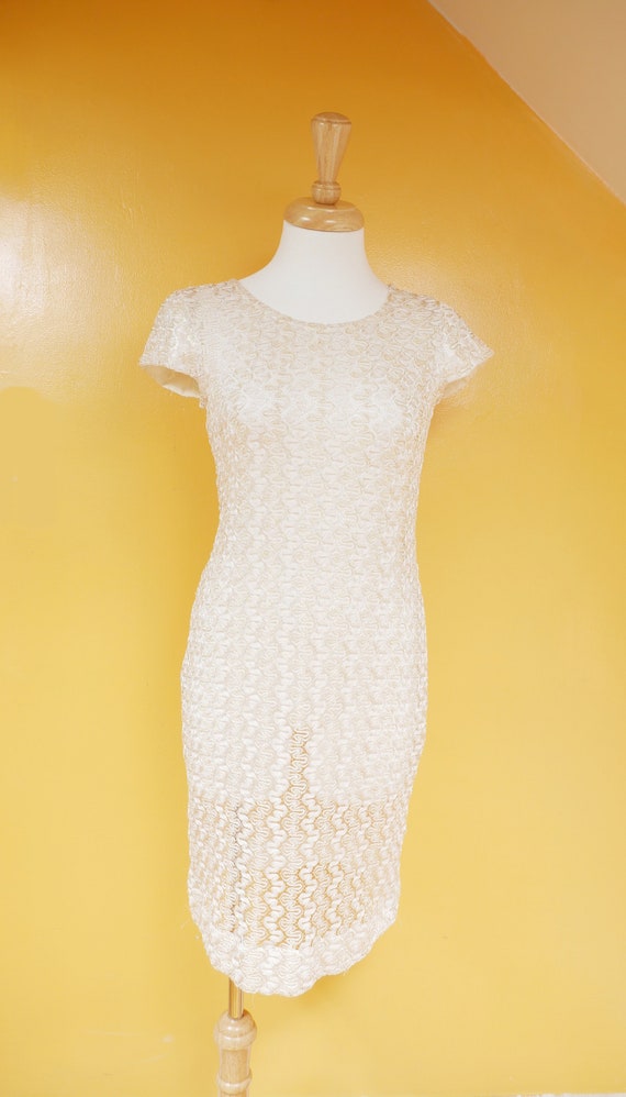 Sheer Gold Lace Bodycon Dress - Gem