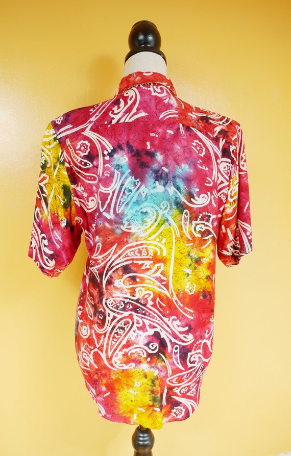 Rainbow Tie Dye Hawaiian Shirt - image 6
