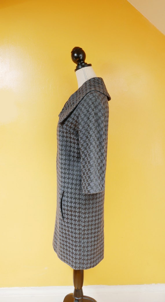 1960s Anne Klein Bell Sleeve Houndstooth Shimmer … - image 6