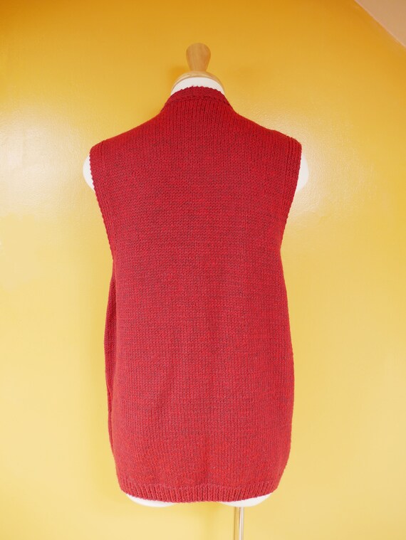 Red Hand Knit Sweater Vest - image 6