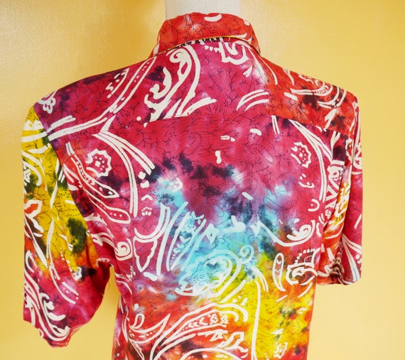 Rainbow Tie Dye Hawaiian Shirt - image 7