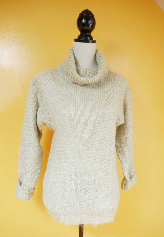 Gauzy Knit Pale Sage Green Turtleneck Sweater - image 1