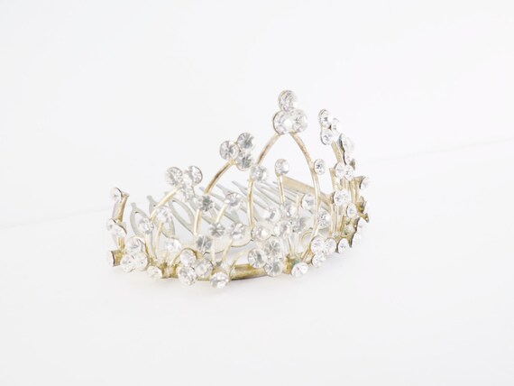 Floral Rhinestone Hair Comb Tiara - image 4