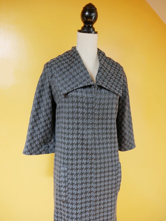 1960s Anne Klein Bell Sleeve Houndstooth Shimmer … - image 4