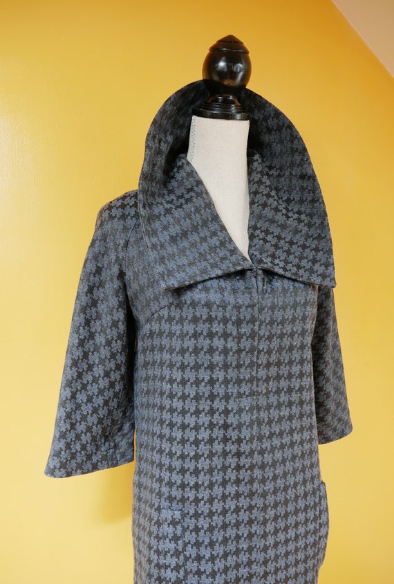 1960s Anne Klein Bell Sleeve Houndstooth Shimmer … - image 5