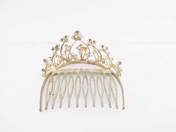 Floral Rhinestone Hair Comb Tiara - image 7