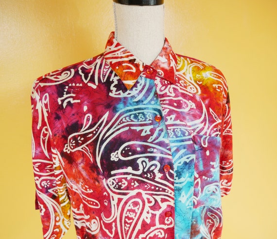 Rainbow Tie Dye Hawaiian Shirt - image 3