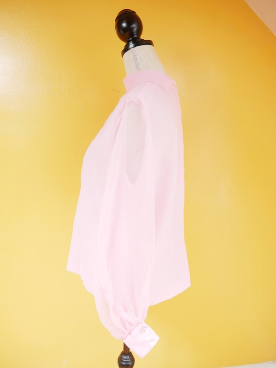 Bubblegum Pink Sheer Sleeve Backwards Blouse - image 4