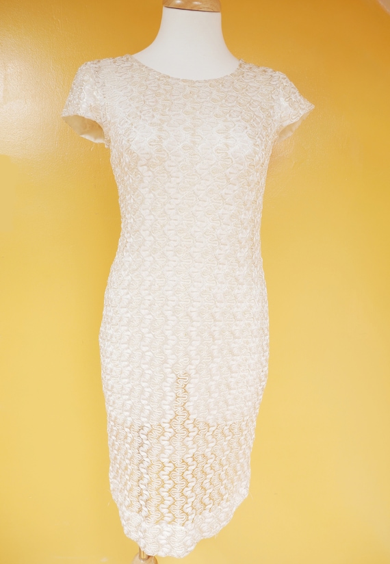 Sheer Gold Lace Bodycon Dress - Gem