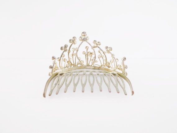 Floral Rhinestone Hair Comb Tiara - image 6