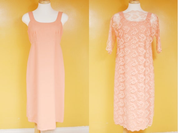 Peach Floral Lace Mod Shift Dress - Etsy Peach Floral Lace Mod Shift Dress - Etsy
