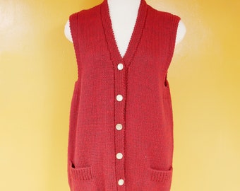 Red Hand Knit Sweater Vest