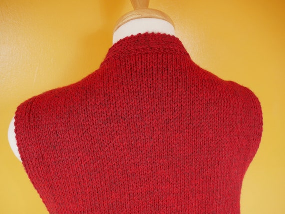 Red Hand Knit Sweater Vest - image 7