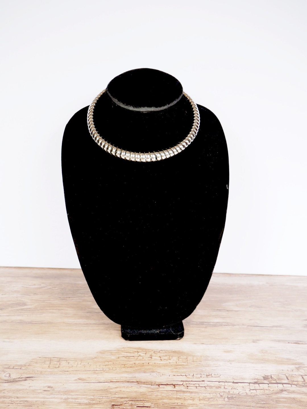 Silver Metal Coil Choker Necklace Etsy