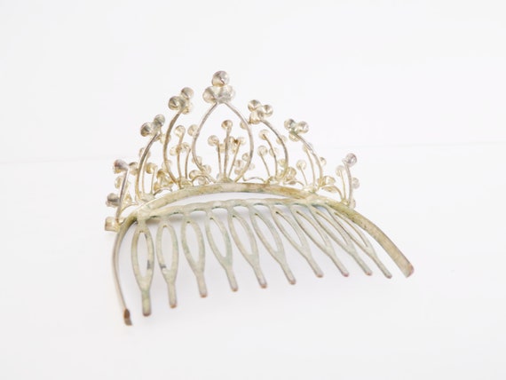 Floral Rhinestone Hair Comb Tiara - image 8