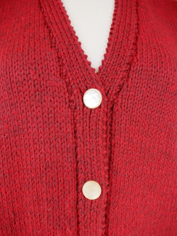 Red Hand Knit Sweater Vest - image 3