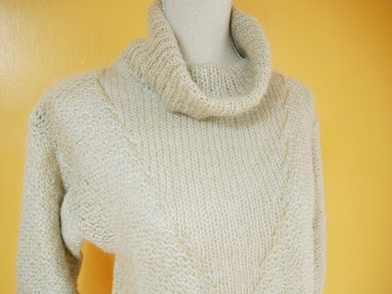 Gauzy Knit Pale Sage Green Turtleneck Sweater - image 3
