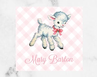 Vintage lamb with bow enclosure cards