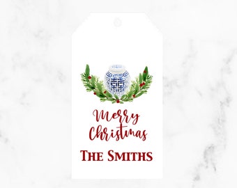 Chinoiserie Ginger Jar Christmas Gift Tags