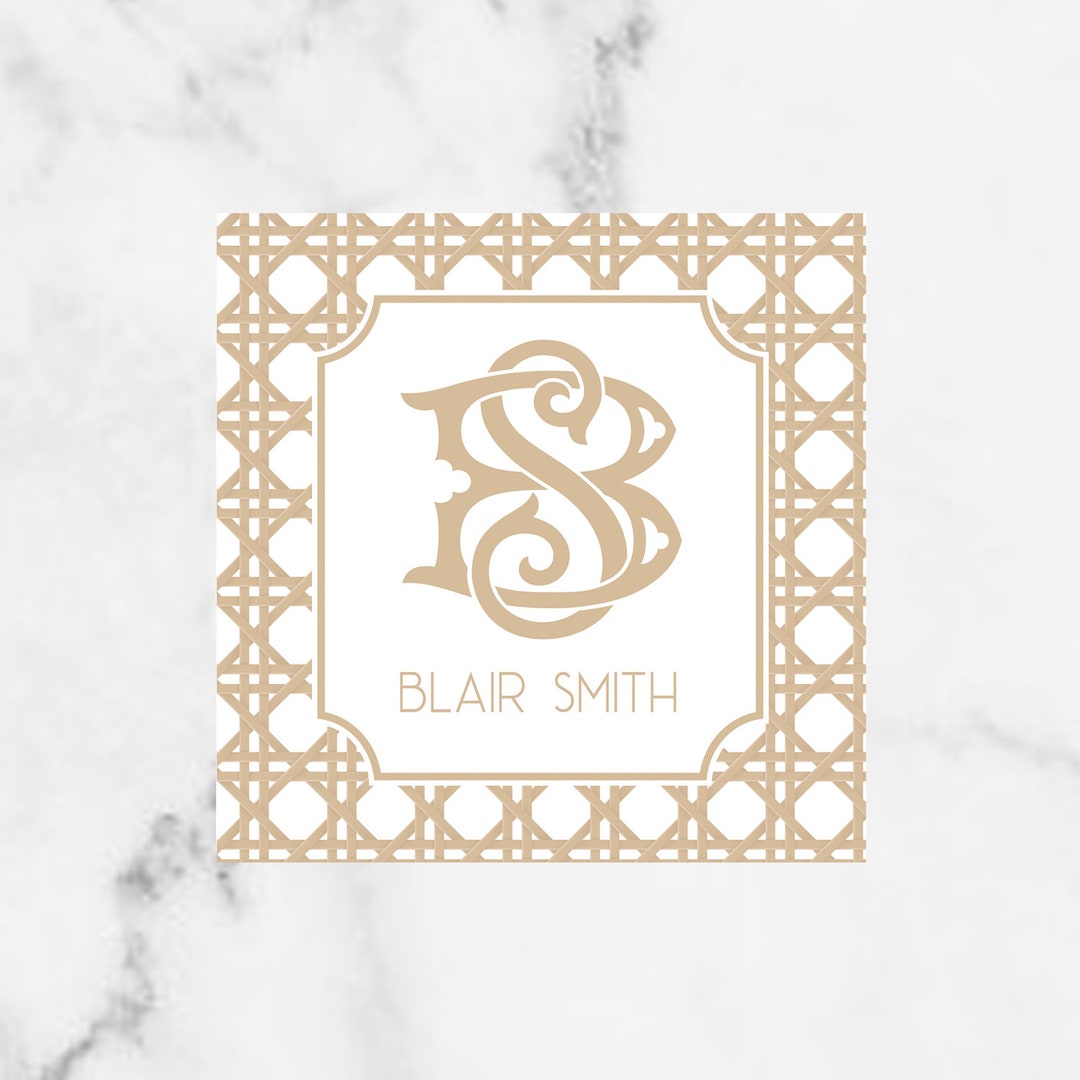 Rattan Monogrammed Enclosure Cards/gift Stickers Etsy