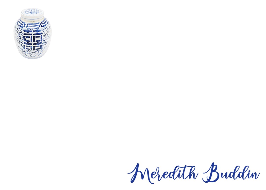 Double Happiness Ginger Jar Flat Note Card Etsy