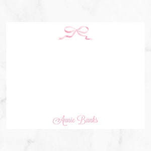 Pink bow personalized notecards