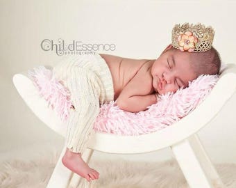 Lace Crown, Newborn Photo Prop, Wedding, Flower Girl, Birthday, Photo Prop, Easter, Gold Lace Crown, Gold Crown, Crown