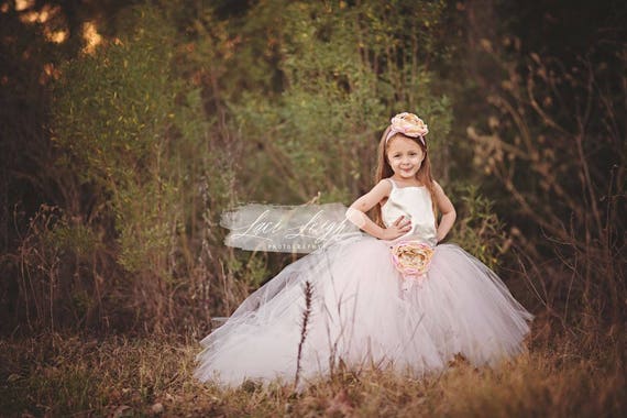 Detachable Train Flower Girl Dress