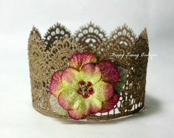 Lace Crown, Wedding, Flower Girl, Birthday, Photo Prop, Easter, Bronze Lace Crown, Lace Crown, Bronze Crown, Crown