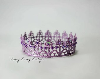 Lace Crown, Newborn Photo Prop, Wedding, Flower Girl, Birthday, Photo Prop, Purple Lace Crown, Crown