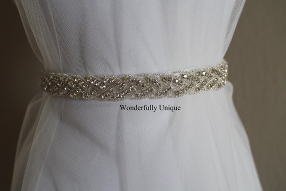 Swarovski Crystal Bridal Sash Rhinestone Wedding Belt Dress  display picture 1