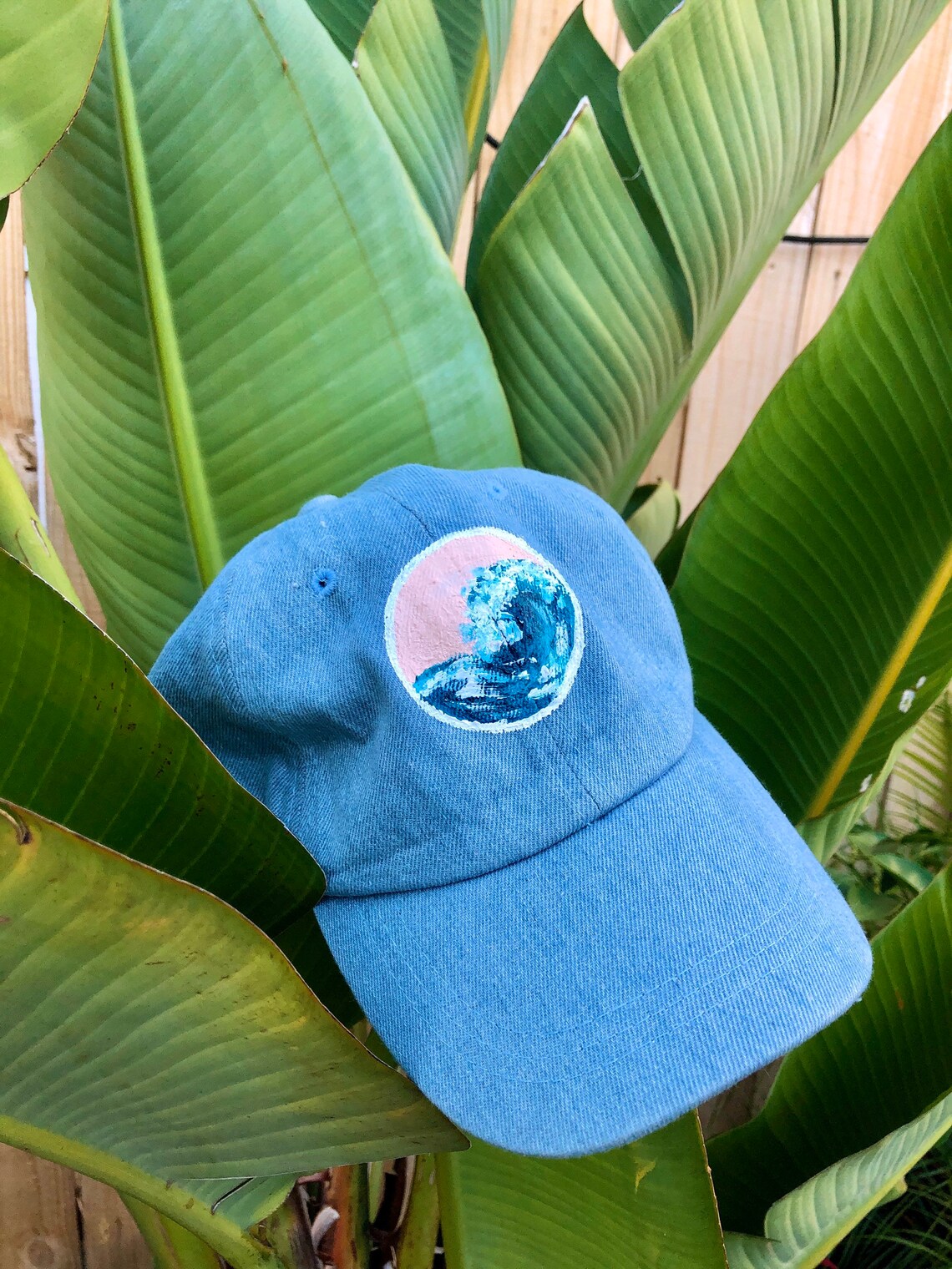Painted Wave Baseball Hat DenimDad Hat Ocean Wave Crest | Etsy