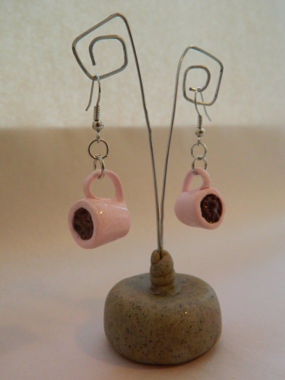 Items similar to Pink Coffee Cup Earrings on Etsy