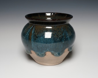 Handmade Ceramic Vase, Wheel Thrown Pottery with Drippy glaze