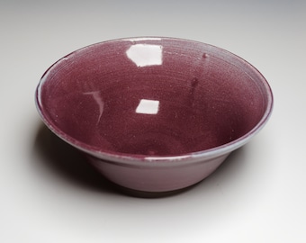Handmade Ceramic Bowl, Raspberry Glaze, Wheel Thrown Pottery, Fruit Bowl