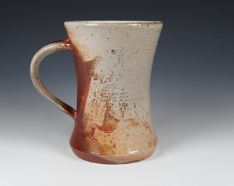 Handmade Wood-Fired Ceramic Mug: 11 oz Wheel Thrown Pottery