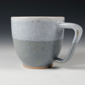 Handmade Mug, 11 oz. Wheel Thrown Ceramic Mug, Blue and White Glaze