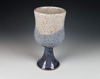 Handmade Ceramic Goblets, 12oz., Purple and White Glaze, Wheel Thrown Pottery