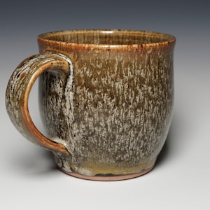 Large Coffee Cop, 16 oz. Wheel Thrown Pottery Mug with Handle, Earth Toned Glaze