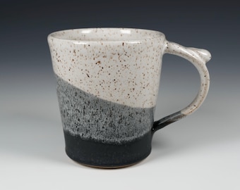 Handmade Ceramic Mug: 16 oz Speckled Stoneware with Thumb Rest
