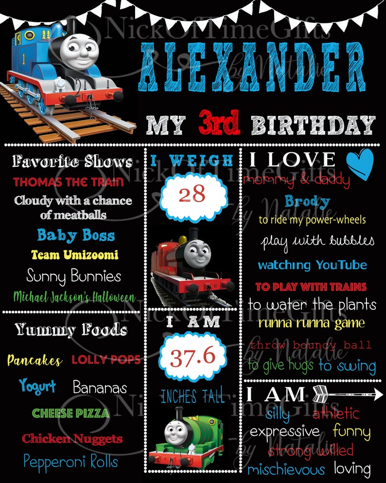 1st Birthday Thomas the Tank Engine Thomas the Train Chalkboard Birthday Sign Chalkboard Birthday Sign Birthday Sign Thomas and Friends
