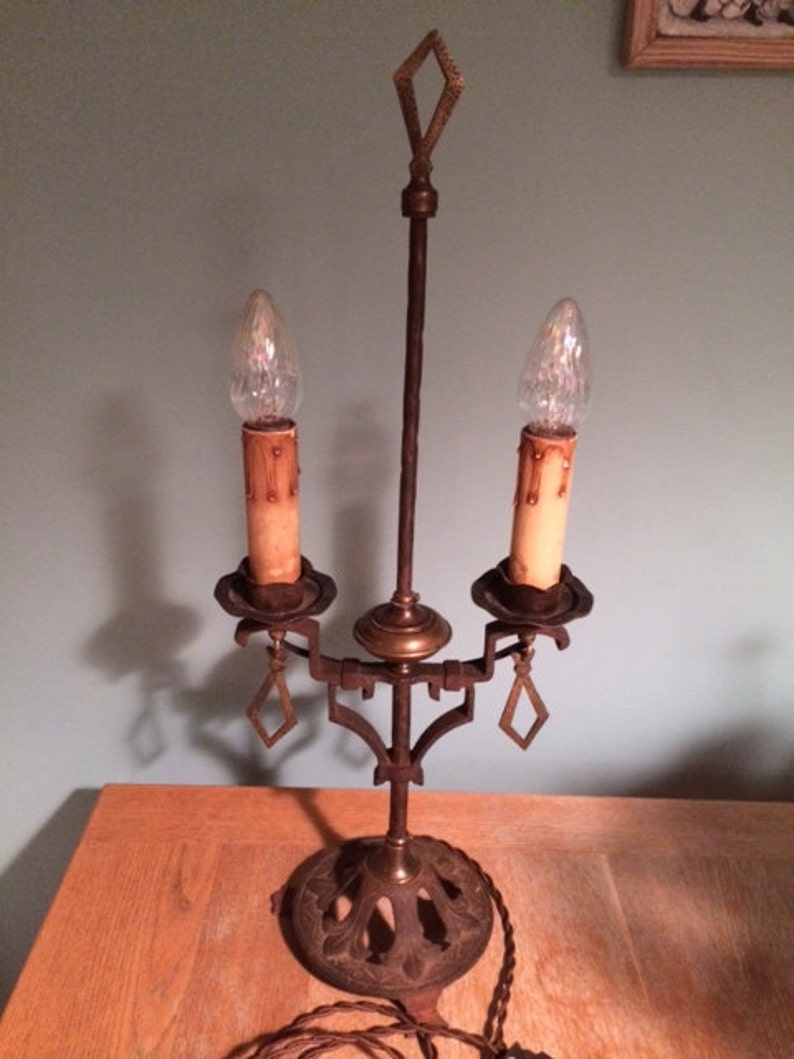 Arts & Crafts Two Candle Table Lamp Etsy